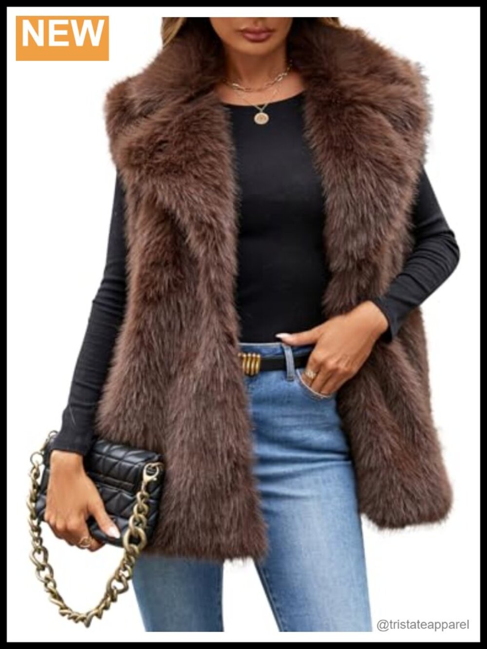Faux Fur Vest Sleeveless Fuzzy Jacket Open Front Furry Outerwear